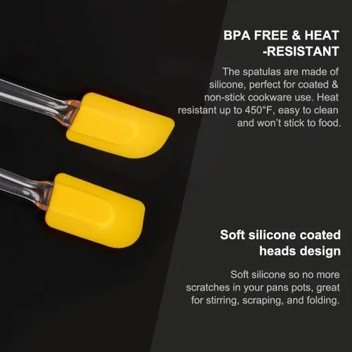 Vista 3 de uxcell Espátula de silicona flexible, resistente al calor, antiarañazos, antiadherente, raspador para cocinar, hornear, amarillo