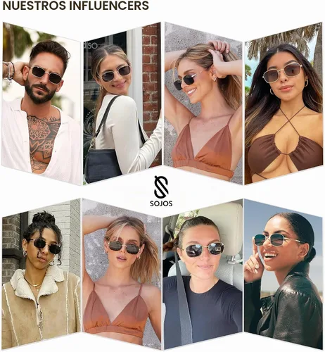 Vista 2 de SOJOS Retro Polarized Oval Sunglasses for Women Men Trendy Classic Shades UV400 Protection SJ1177 Negro/Gris