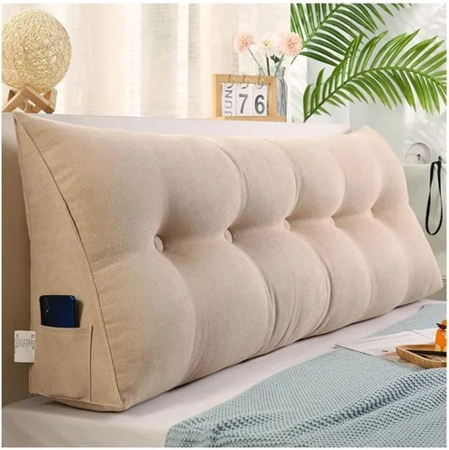 Vista 8 de Almohada de cuña de terciopelo para cabecero de cama tamaño King, Queen, doble/individual, cojín de cabecera triangular, respaldo grande, posición