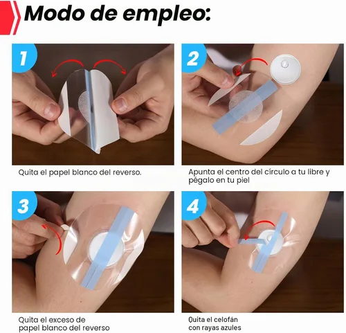 Vista 6 de AZEN Paquete de 100 cubiertas de sensor Freestyle para Libre 3, parches adhesivos impermeables, cinta adhesiva transparente impermeable