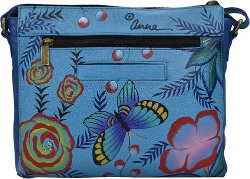 Vista 2 de Anna by Anuschka Bandolera mediana de piel auténtica pintada a mano para mujer