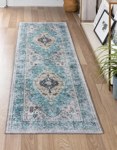 Vista 24 de Unique Loom Yara Collection - Alfombra de área Yash (2' x 3' Rectángulo, Lino Carbón/Beige)