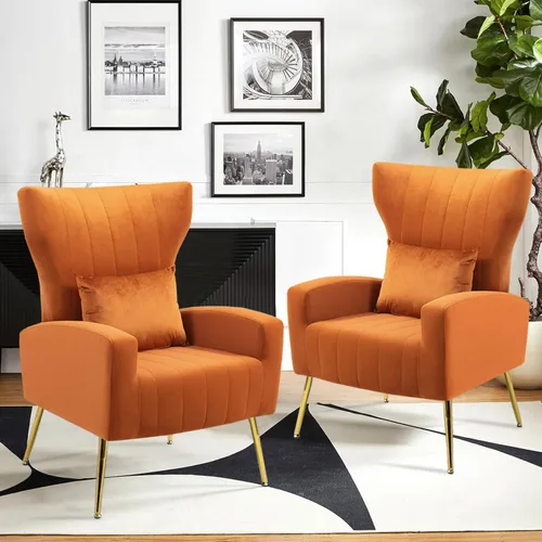 Vista 21 de Silla decorativa de terciopelo con respaldo abatible y cojín lumbar, sillón moderno para sala de estar/dormitorio, silla lateral de recepción