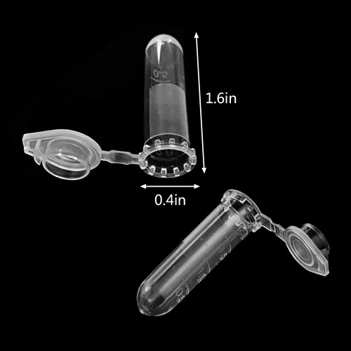 Vista 2 de Tubos de centrífuga, paquete de 200 tubos de ensayo Mirco graduados transparentes de polipropileno de 0.1 fl oz con tapa a presión para contenedor