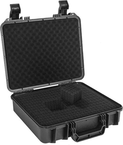 Vista 9 de Funda rígida protectora a prueba de golpes y resistente al agua con inserción de espuma DIY personalizada para cámara, etc, 11 X 9.5 X 5 pulgadas