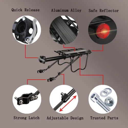 Vista 3 de Portaequipajes trasero para bicicleta para bicicleta de montaña para bicicleta de montaña