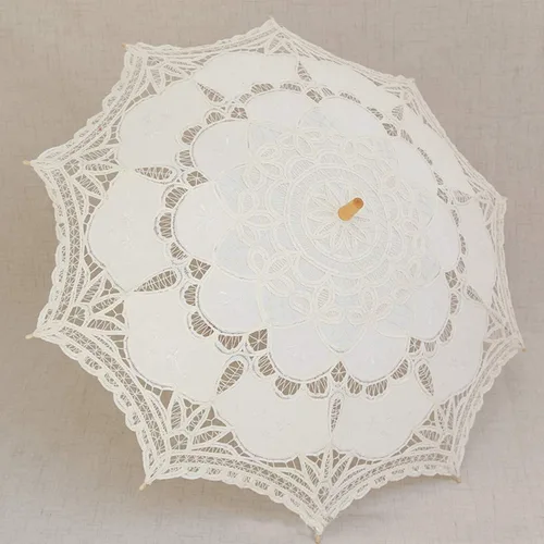 Vista 2 de YULUOSHA Sombrilla de encaje grande para decoración de fiesta nupcial