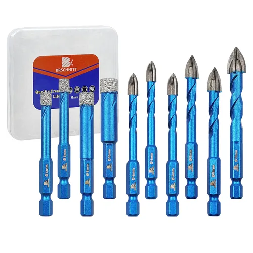 Vista 14 de Broca de diamante - BRSCHNITT Juego de brocas de 1/4 pulgada para albañilería para azulejos de porcelana, cerámica, piedra, granito, mármol, broca