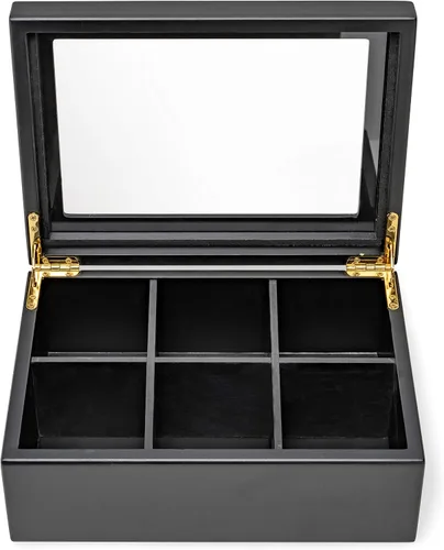 Vista 2 de Break Tradition Organizador de té de madera para bolsitas de té, negro