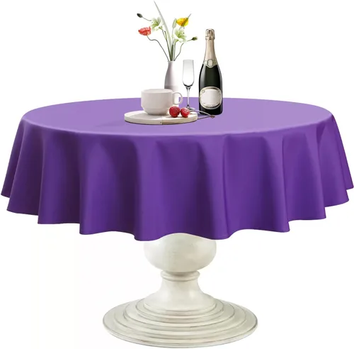 Vista 13 de Softalker Mantel Redondo, Impermeable y Resistente a las Manchas, Mantel de Tela Sin Arrugas, Lavable, Poliéster de 210GSM, Cubierta de Mesa