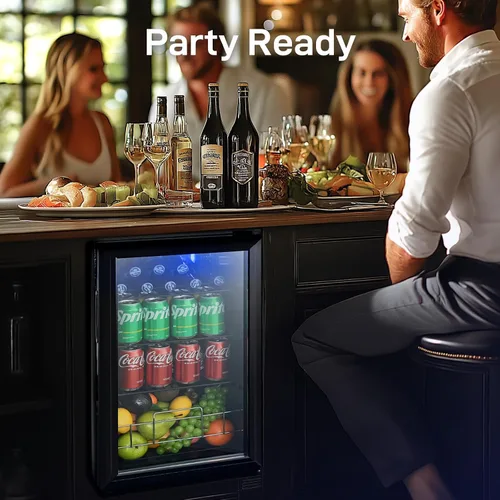 Vista 5 de Anypro Refrigerador y enfriador de bebidas de 2.6 pies cúbicos, refrigerador con puerta de vidrio templado, refrigerador para 126 latas de vino