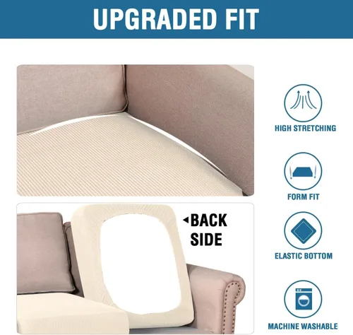 Vista 136 de H.VERSAILTEX Fundas de Cojín de Asiento Individuales Super Elásticas Fundas de Sofá Fundas de Cojín de Sofá Fundas Deslizables Juegos Tela de Sarga