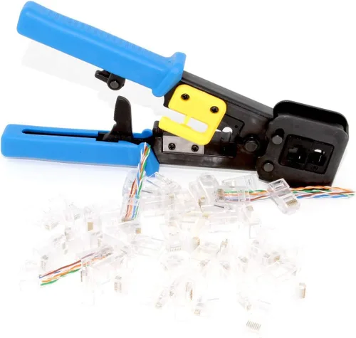 Vista 9 de Herramienta de crimpado de paso, herramienta de crimpado Yangoutool RJ45 y crimpadora de paso para conector RJ45/RJ12 de paso regular y final