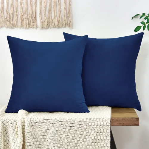 Vista 17 de Juego de 2 fundas de almohada decorativas de terciopelo de 16 x 16 pulgadas, fundas de almohada negras suaves para sofá, cama, sala de estar