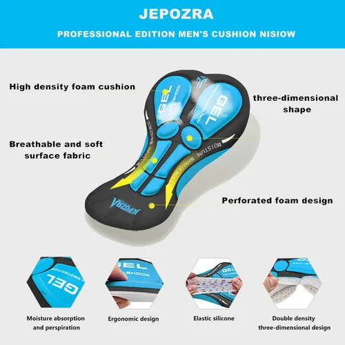 Vista 6 de JEPOZRA Ropa interior de ciclismo para hombre, 3D, acolchados, pantalones cortos de ciclismo transpirables de secado rápido