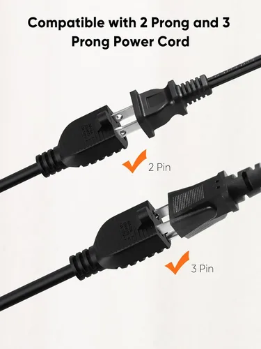 Vista 3 de CableCreation 1FT 16AWG Angle Power Extension Cord NEMA 5-15P to NEMA 5-15R