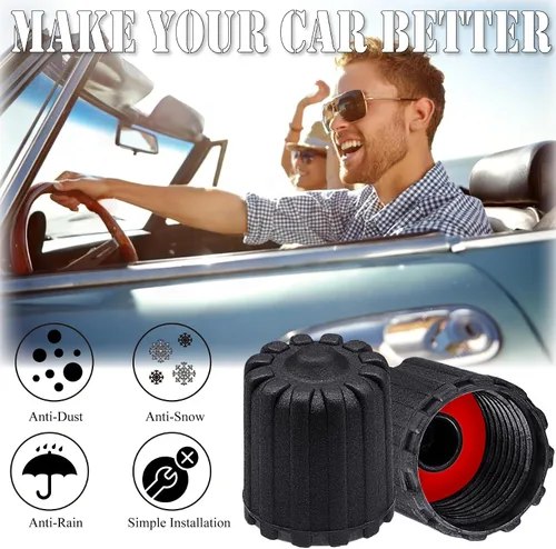 Vista 67 de 10 piezas de tapas de válvula de neumático TPMS con vástago largo, tapas de válvula de rueda de plástico negro para TPMS TR20008, tapas de vástago