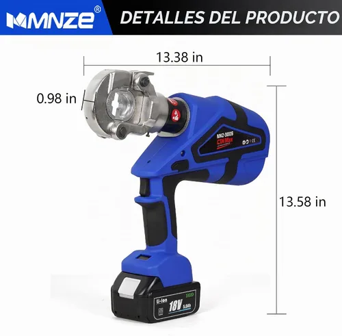 Vista 2 de Herramienta de prensado hidráulica eléctrica, alicates de crimpadora de terminales de cable Rechargeable Crimping Tool 6 Ton Electrical Terminal