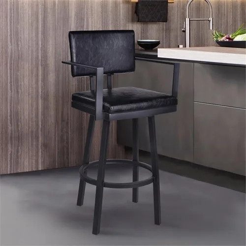 Vista 2 de Armen Living Taburete Balboa, negro vintage