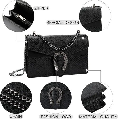 Vista 3 de GLOD JORLEE Trendy Chain Crossbody Shoulder Bags for Women - Luxury Leather Satchel Bag Evening Clutch Purse Handbags