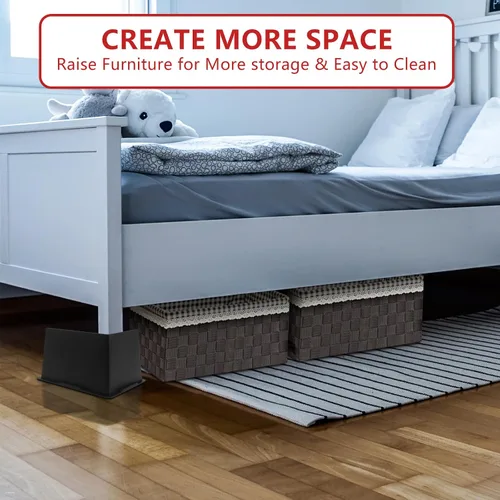 Vista 7 de Elevadores de cama de 4 pulgadas, resistentes, de gran tamaño, paquete de 4 Extra Wide Bed Lifts Risers for Table, Sofa, Dorm Twin XL, Couch