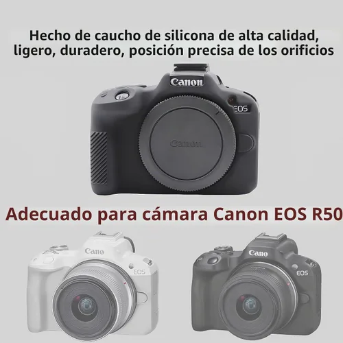 Vista 2 de Funda para EOS R50, Funda protectora de silicona suave para Canon EOS R50 EOSR50 Vlogging Camer, Incluye 2 protectores de pantalla y 1 correa
