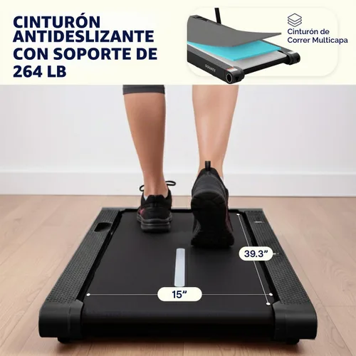 Vista 7 de Squatz Caminadora 2 en 1 con placas de vibración, almohadilla compacta para caminar debajo del escritorio con control remoto, pantalla LED, cinturón