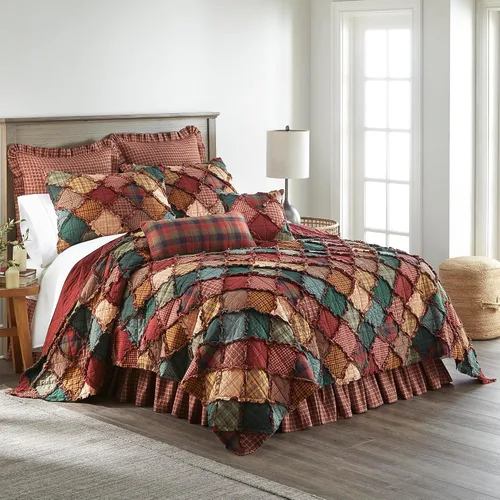 Vista 3 de Donna Sharp Edredón de algodón tamaño King - Campfire Lodge Patrón de piezas y patchwork, lavable a máquina