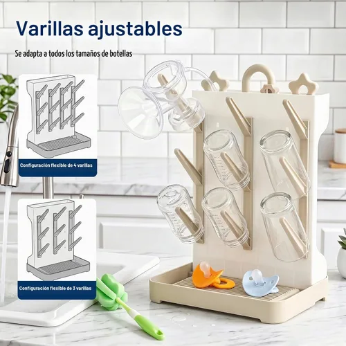 Vista 6 de GoMaihe Estante de Secado para Biberones: Soporte Vertical para Secador de Biberones que Ahorra Espacio - Soporte de Almacenamiento de Accesorios