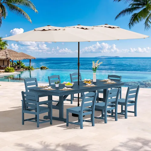 Vista 42 de SERWALL Outdoor 84" HDPE Rectangular Dining Table for 6-8,All-Weather,Aruba