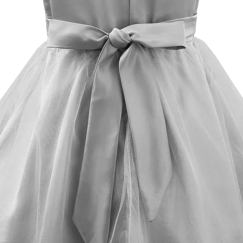 Vista 5 de Acecharming - Vestido de fiesta para niñas con lentejuelas y flores para dama de honor, vestido de fiesta de tul de boda de 3 a 10 años