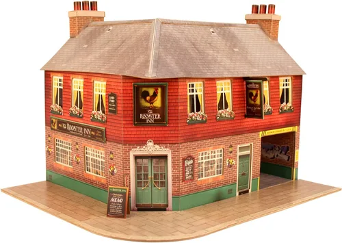 Vista 2 de O Gauge 0.276 in Escala 1:48 Modelo Ferrocarril Edificio Cartón Esquina INN Kit CityBuilder