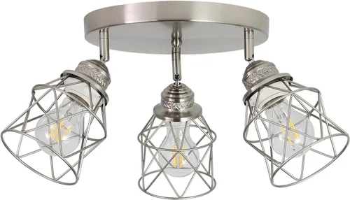 Vista 9 de Accesorios de iluminación de cocina - Lámpara de techo de 3 luces multidireccional con base E26, montaje empotrado ajustable para cocina de granja