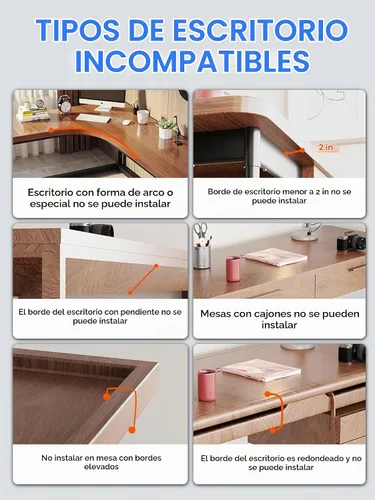 Vista 8 de NODOCA Bandeja de gestión de cables para debajo del escritorio sin perforación, gestión de cables de 14'', abrazadera sin perforaciones, bandeja