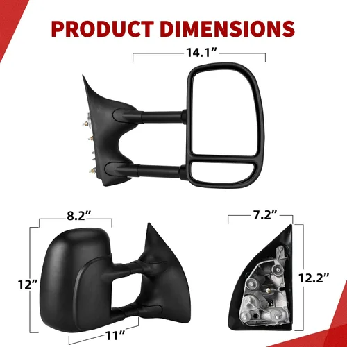 Vista 6 de YITAMOTOR - Espejos retrovisores de remolque compatibles con Ford F250, F350, F450, F550, Super Duty 1999-2016, Ford Excursion 2001-2005, juego