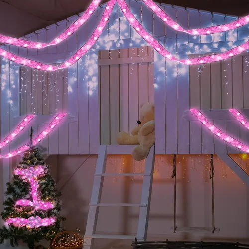 Vista 6 de Luces de cinta de Navidad 16.4 pies, cinta de árbol de Navidad con brillo, luces de cadena operadas a batería para interiores/exteriores