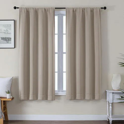 Vista 121 de Gwine Cortinas opacas para dormitorio, 54 pulgadas de largo, paneles de cortina de ventana con aislamiento térmico y reducción de ruido, cortinas