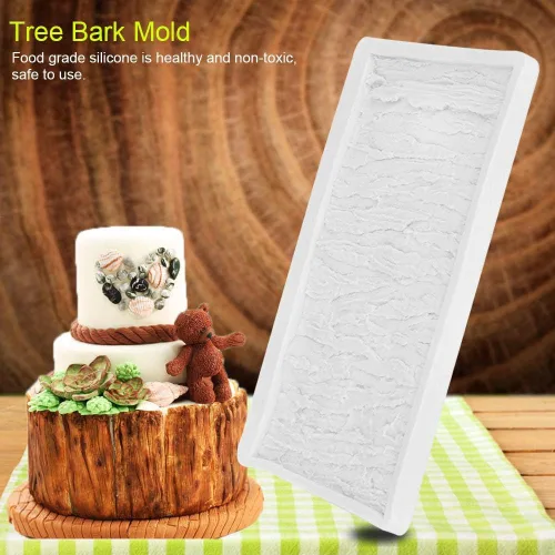 Vista 2 de Zerodis Alfombrilla antiadherente de impresión de fondant con forma de corteza de árbol, de grado alimenticio, de silicona, pan, postres