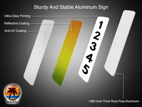 Vista 4 de Curb N Sign - Placas de números para buzón – 3 x 10 pulgadas hechas de aluminio reflectante de alta calidad – Números de buzón súper reflectantes