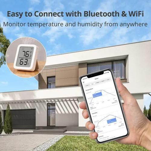 Vista 6 de Termómetro Higrómetro SwitchBot, Medidor de Humedad Interior Bluetooth para el Hogar, Sensor de Temperatura con Control de Aplicación, Gran Pantalla