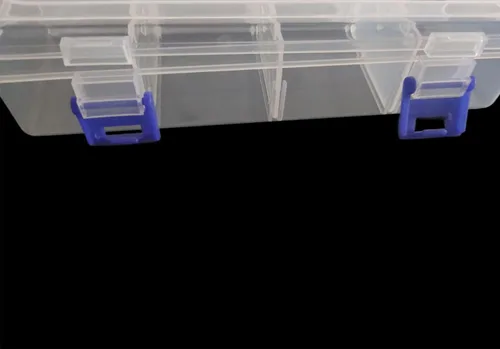 Vista 6 de Caja de almacenamiento de plástico transparente con divisores ajustables, organizador portátil de cuentas transparentes para aretes, organizador