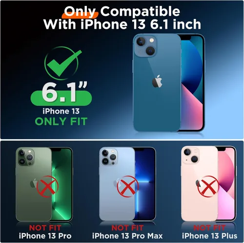 Vista 7 de Funda delgada para iPhone 13 de 6.1 pulgadas, silicona líquida a prueba de golpes, con forro de microfibra suave antiarañazos, 2 protectores