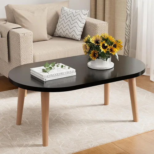 Vista 12 de Mesa de Centro, Mesas de Centro Pequeñas de 23.6", Mesas de Centro Redondas Negras para Sala de Estar, Mesa de Piso para Sentarse en el Suelo, Mesa