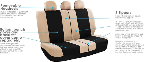 Vista 5 de FH Group FH-FB030115 Combo Set: Fundas de asiento de tela ligera y brisa (Aptas para bolsa de aire y división) W. FH2033 + F14407 Alfombrillas