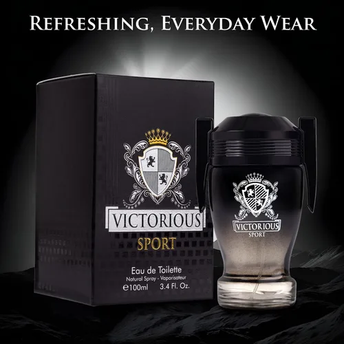 Vista 4 de Victorious Sport Eau De Toilette para hombre, 3.4 onzas líquidas, una fragancia diseñada para campeones, base cálida de vainilla, frijol tonka