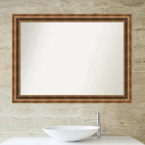 Vista 5 de Amanti Art Bronze Bathroom Mirror for Over Sink, 32x43 Manhattan Bronze Rectangle Vanity Mirror, X-Large Traditional Wood Frame, Hangs Horizonally