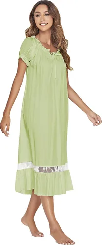 Vista 4 de Verdusa Camisón de encaje para mujer, camisón victoriano de manga corta, pijama