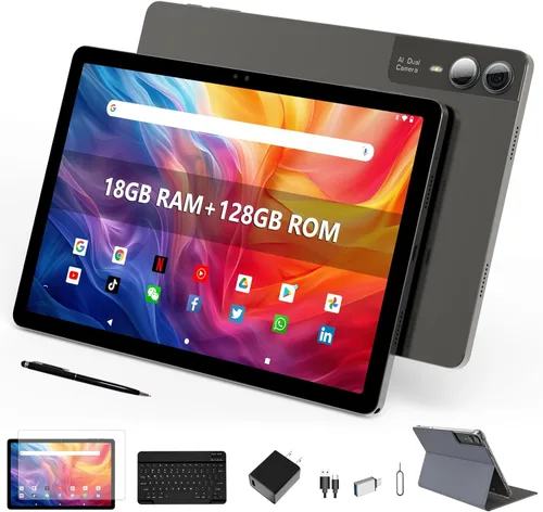 Vista 2 de Tablet Android 14 de 11 pulgadas 2000*1200 Pantalla 2K Tablets PC, T616 Octa-Core 2.0GHz, 18GB RAM 128GB ROM 1TB Expandible, Cámara AI 5+5+13MP