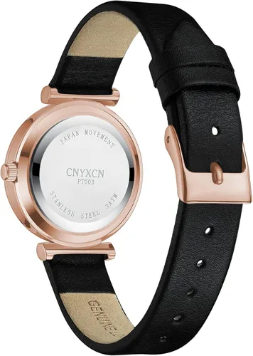Vista 4 de Reloj de mujer con diamantes para muñeca pequeña, correa de cuero con lente de cristal para mujer, resistente al agua
