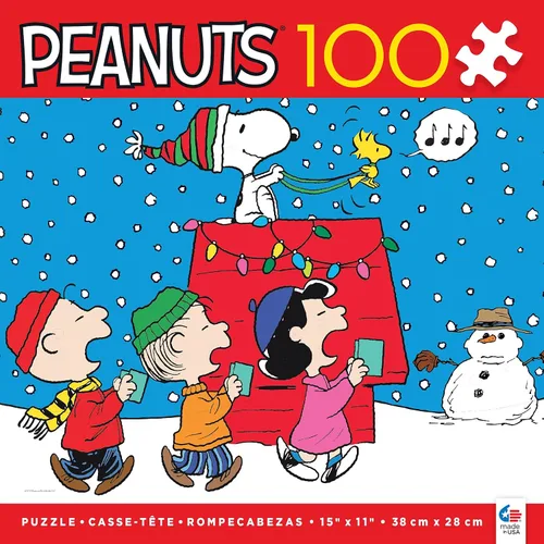 Vista 2 de Ceaco - Peanuts - Holiday - Snoopy and The Singers - Rompecabezas de 100 piezas - Rompecabezas colorido - Piezas cortadas con precisión, hermosas